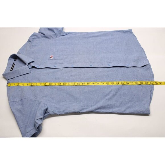 Travis Mathew Men's Eagle Pride Button Up Short Sleeve Shirt Blue W/Speckles XL - Picture 6 of 9